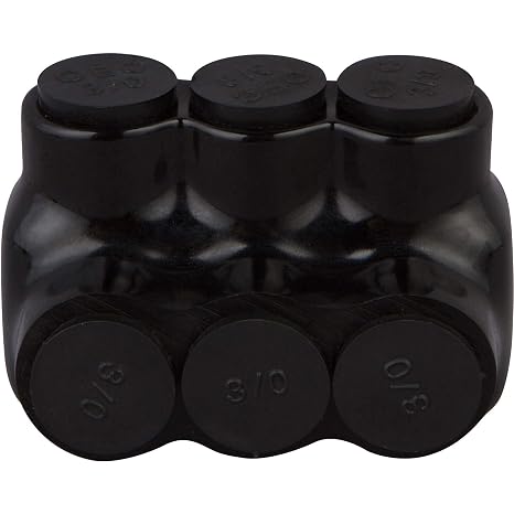 Morris Products 97513 Black Insulated Multi-Cable Connector - Single Entry 3 Ports 4-14, 3, 3 AWG, Dual Rated CU9AL Aluminum, 600V, cULus Listed, 5-Pack