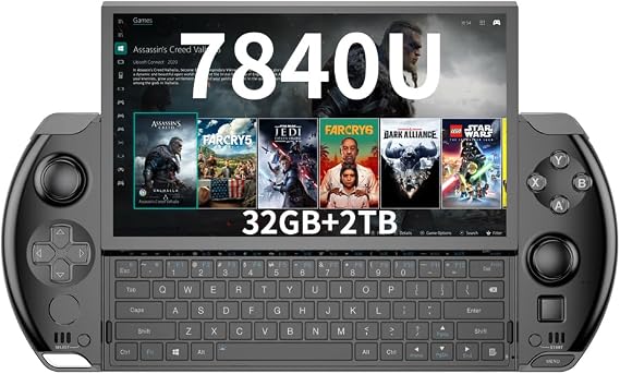 LANRUO GPD Win 4 2024 [AMD Ryzen 7 7840U-32GB+2TB] 6 Inches Mini Handheld Win 11 PC Game Console Gameplayer 1920X1080 Touchscreen Laptop Tablet PC Black