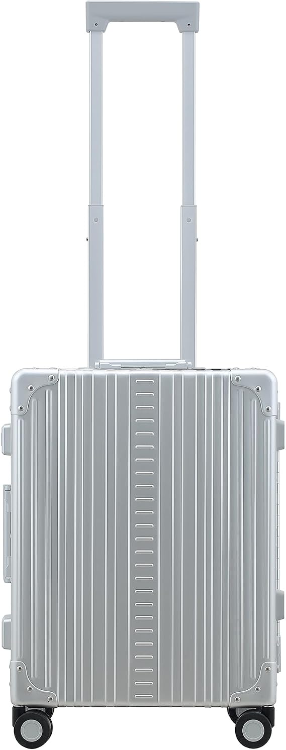 Aleon All Aluminum Lightweight 21" International Carry-On Hardside Luggage with Durable Hardshell, TSA Approved Heavy Duty Spinner Wheels, Rolling Travel Bag for Airplane, Premium Suitcase (Platinum) | Hardshell construction, Lightweight aluminum, Heavy-duty spinner wheels, Airline carry-on compatible