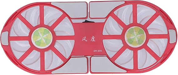 Laptop Cooling Pad, Portable USB Powered, Dual Fan, Red with Blue LED Light, Foldable