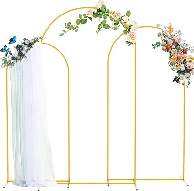 PADTIC Wedding Arch Backdrop Stand,Set of 3 Gold Metal Arch Stand,7.2FT,6.6FT,6FT Arched Backdrop Frame, Balloon Arched Backdrop Stand for Birthday Party Wedding Ceremony Baby Shower Graduation Decor