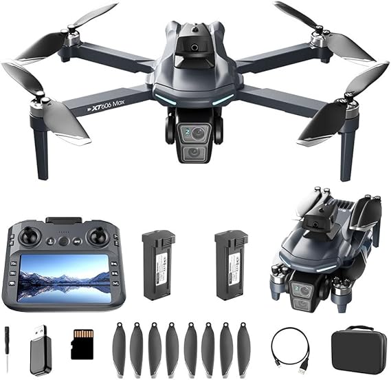XT606 GPS Drone 4K HD Camera Large Screen Remote Control Flight Time is Approximately 40 Minutes Brushless Motor 360° Obstacle Avoidance App Control Gift Toys for Kids Beginners Adults