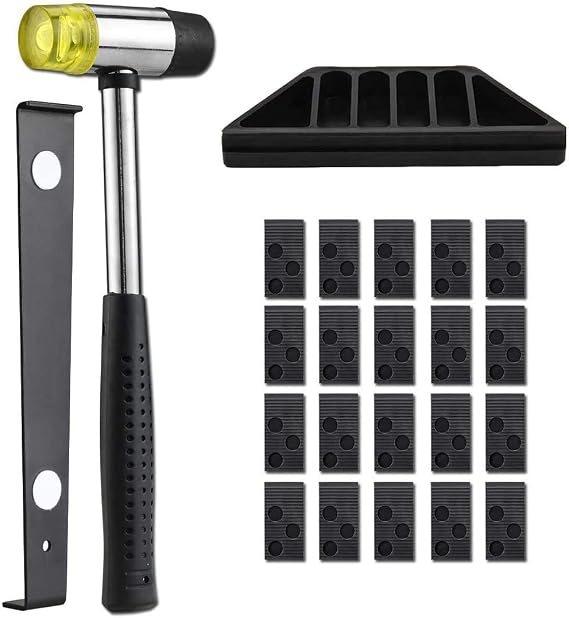 23Pcs Laminate Flooring Kit Laminate Floor Fitting Tools Laminate Wood Flooring Installation Kit with 20 Spacers, Tapping Block, Pull Bar and Mallet