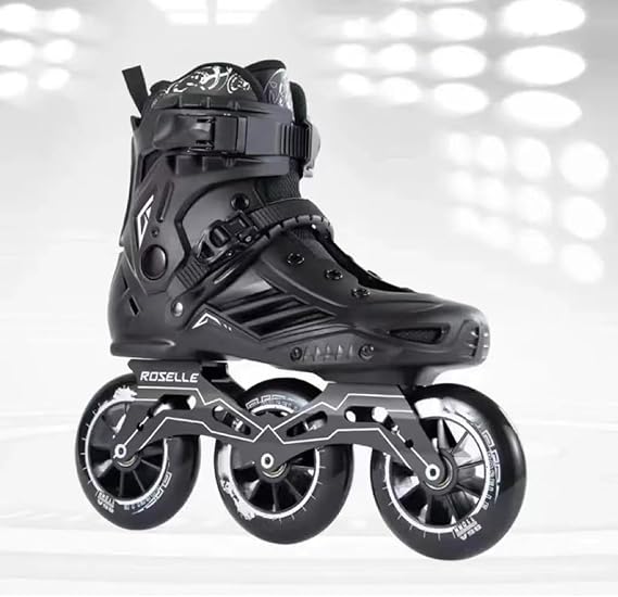 3 Wheels Inline Skates, 110mm Large Wheel Roller Skates For Unisex, High Performance Professional Racing Skating Boots, For Men Women Adult Teenagers Children(Size:45,Color:Black)