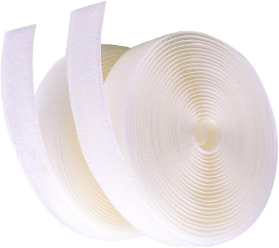 1" (Inche) Width White Sew on Hook & Loop - Premium Grade Non-Adhesive Sew-on Style Sold Includes Hook and Loop Both Strips Interlocking Tape Sold by 5, 10, 27 Yards (White - 27 Yards)