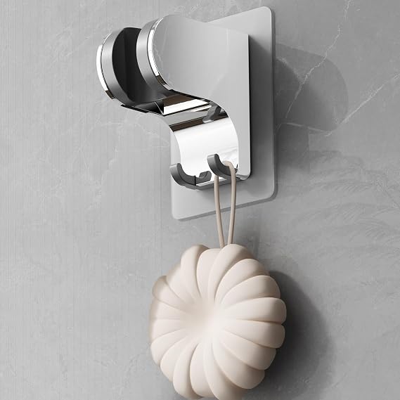 Hand Held Shower Head Holder Wall Mount, 2 Hooks, Chrome, 1 Pack