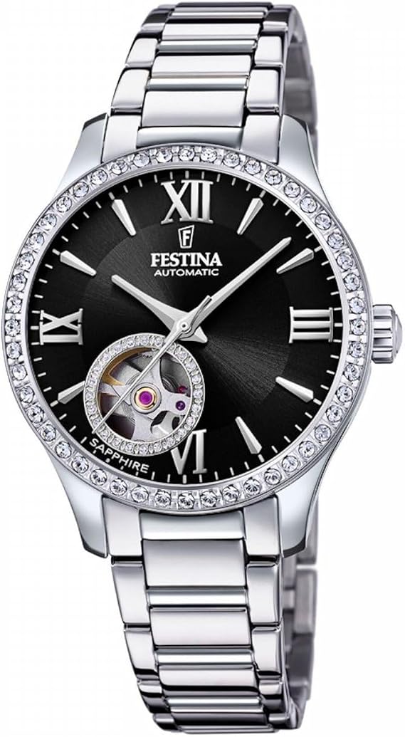 Festina F20485/2 Ladies Black Automatic Watch, Black, Bracelet