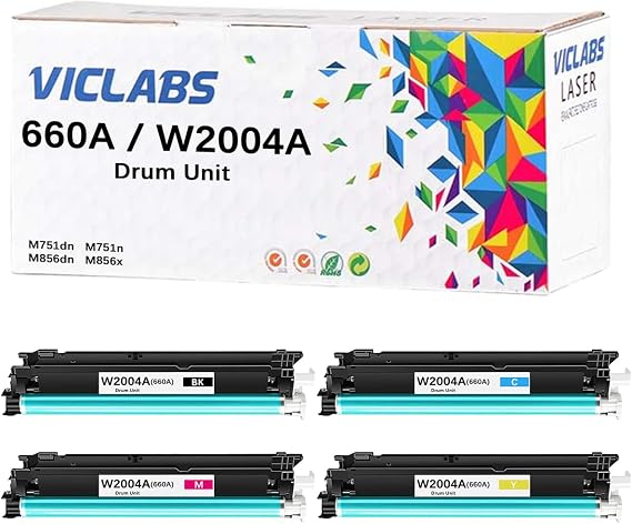 W2004A 660A Drum Unit Replacement for HP W2004A 660A Drum Unit for use in HP Color LaserJet Enterprise M751dn M751n Flow MFP M776z M776zs M776dn M856x M856dn Printer(4- Pack,BCMY )