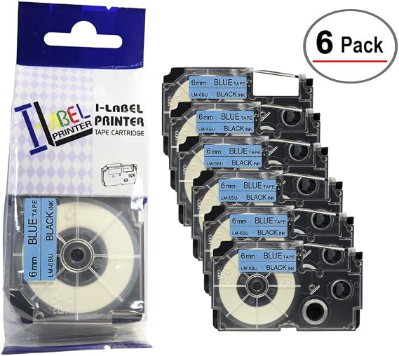 LM Tapes Premium Compatible Label Tape Replacement for Casio XR6RD 1/4 in Black on Red Labeling Tape for use in Casio XR-6RD 6mm, 6/Pack