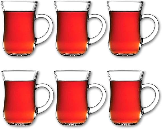 Pasabahce Paşabahçe 6-Piece Enjoyable Tea Cup with Glass Handles