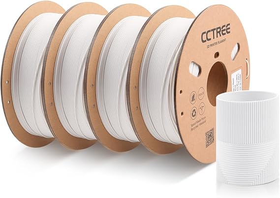 CCTREE Matte PLA Filament 1.75mm Bundle, 4 Pack 1KG Cardboard Spool, White