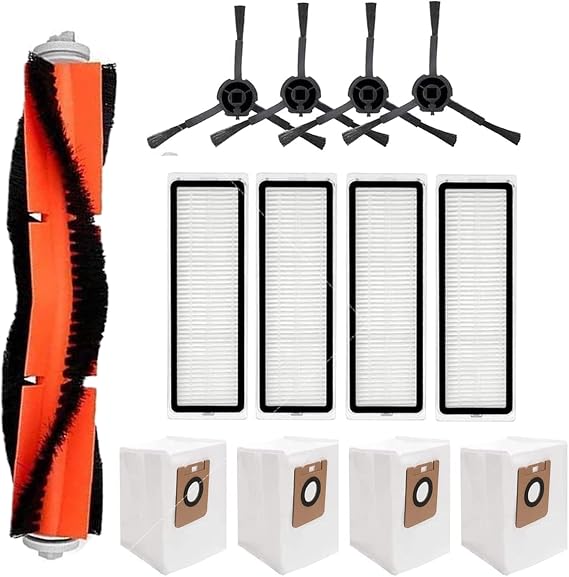 Chuancheng Main Side Brush, HEPA Filters, Dust Bags for Dreame Bot Z10 Pro L10 Plus Vacuum Cleaner Replacement Accessories, Include 1 Roller Brush, 4 Side Brush, 4 Filter, 4 Dust Bag