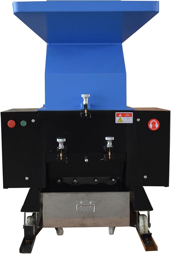 Plastic Crusher Machine Plastic Bottle Shredder Pulverizer Grinder Granulator Electric for ABS EVA PC Cellulose PVC Resin Nylon Rubber with 0.4 Inches Screen Sieve Blue 7.5KW 220V