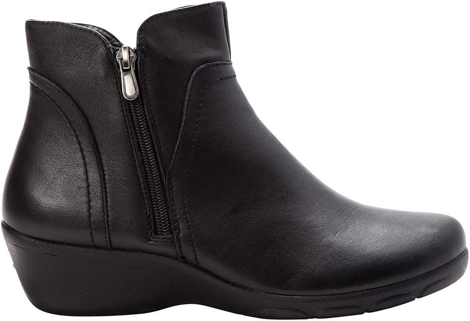 Propet Womens Waverly Round Toe Zippered Casual Boots Ankle Low Heel 1-2" - Black