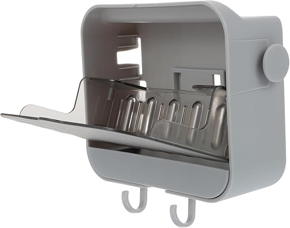 1set Punch Wall-mounted Soap Holder Drainage Creative Bathroom Storage Rack for Toiletries Easy Installation Space-saving Design Grey