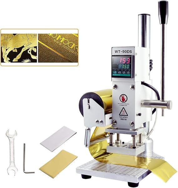 Digital Embossing Machine,DIY Digital Automatic Leather Hot Foil Stamping Machine,Manual Embossing Tool Creasing Wood Paper PVC Card Press Printer,Multifunctional Logo Emb
