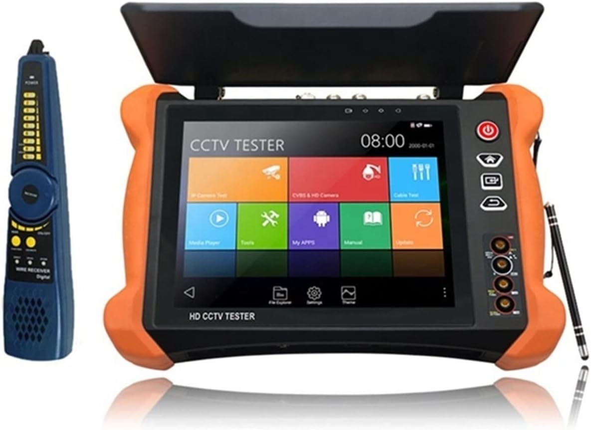 8.0-inch 2K HD CCTV Tester, Network Analog Coaxial Video Surveillance Tester, Test, One Screen Dual Display, IP Camera Test, DC12V Output Portable CCTV Tester,One-Click DetectionX9-ADHS