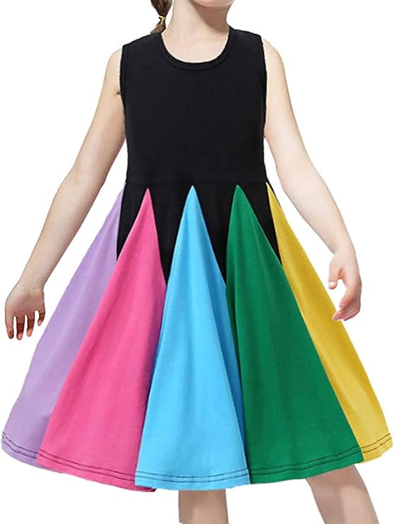 Kids Baby Girls Princess Dress Spaghetti Strap Sleeveless Sling Chiffon Summer Rainbow Beach Party Casual Swing Tutu Dress