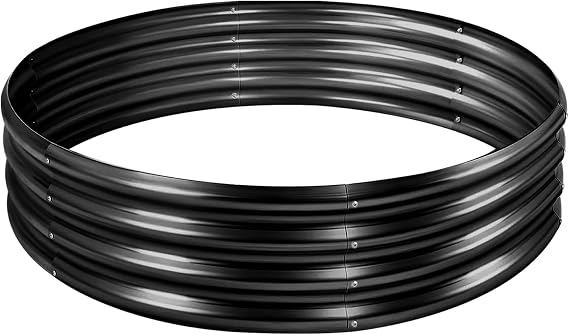 Land Guard 220.95ft Galvanized Raised Garden Bed Kit, Round Galvanized Planter Raised Garden Boxes Outdoor, Large Metal Raised Garden Beds for Vegetables, Deep Gray