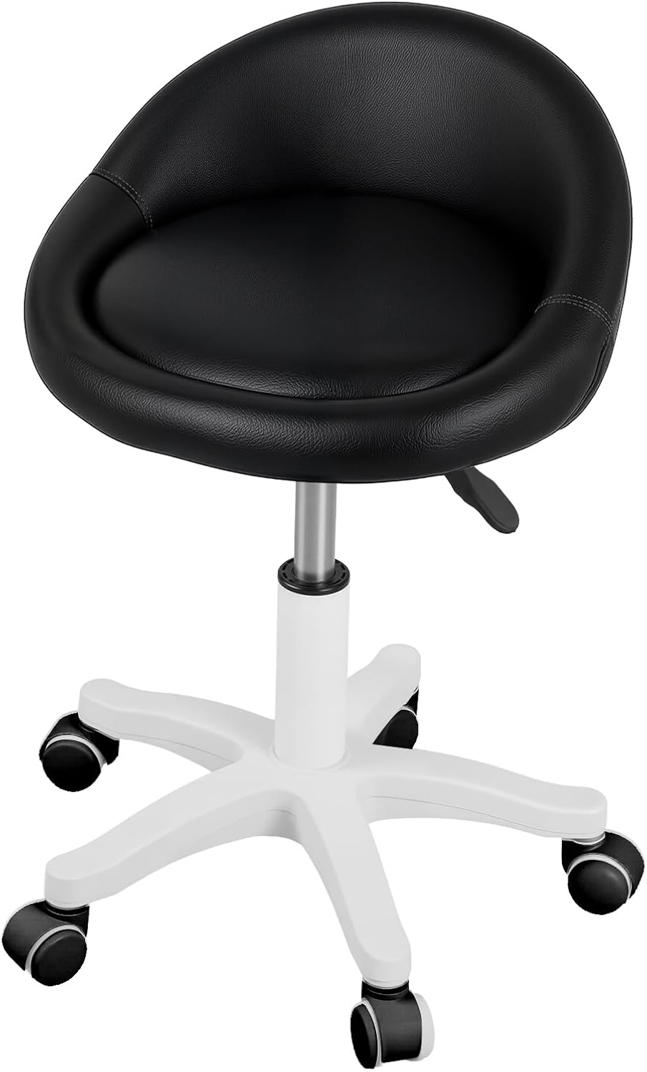 Bow Backrest Dressing Chair – Lamb Wool Manicure Stool With Thick Sponge, 330Lbs Weight Capacity Iron Makeup Chair, Small Space Vanity Seat For Bedroom Salon Wedding Black