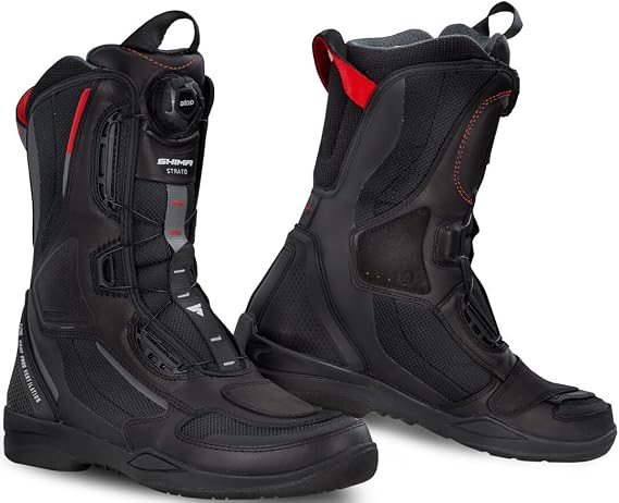 SHIMA Strato Motorcycle Boots for Women Ventilated Leather Shoes All-Year Touring Motorbike Long Ankle Protector Urban Bike Casual Classic Riding Motor Boot (Womens, Black, 7.5)