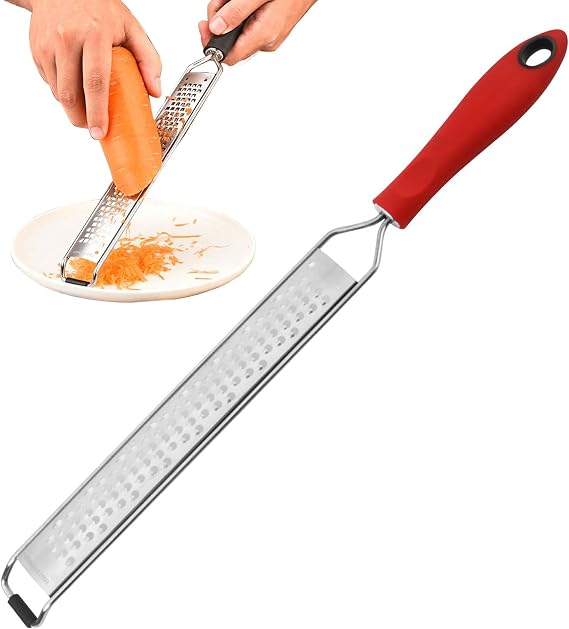 Cheese Grater, Lemon Grater, Hand Grater, Razor Sharp, Premium Stainless Steel Grater Surface, Non-Slip Robust Kitchen Grater for Parmesan, Nutmeg, Ginger with Sharp Stainless Steel Blade (B)