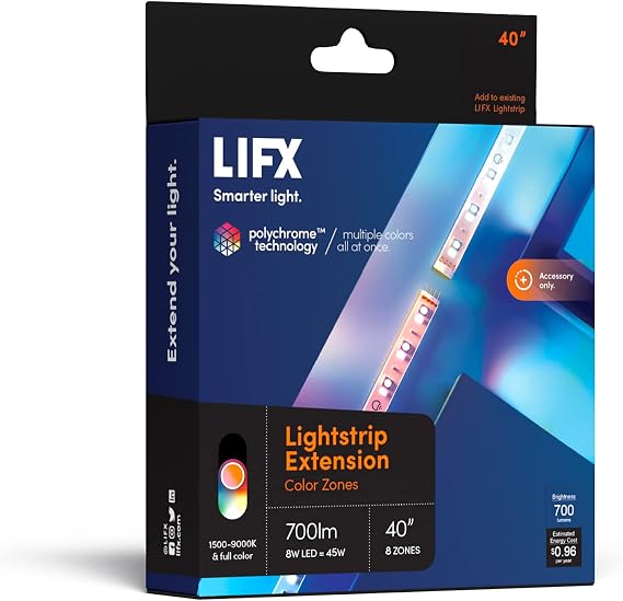 LIFX Lightstrip 40" Extension Only (no Controller or Supply Included), Wi-Fi Smart LED Light Strip, Full Color with Polychrome TechnologyTM.
