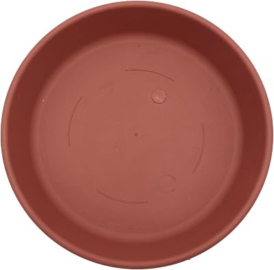 The HC Companies Flower Pot Saucers - Plastic Plant Saucer for Outdoors & Indoors - Traditional Design Plant Pot Trays for Water Drainage - Durable & Stylish Round Plant Tray 17.5-inch Clay