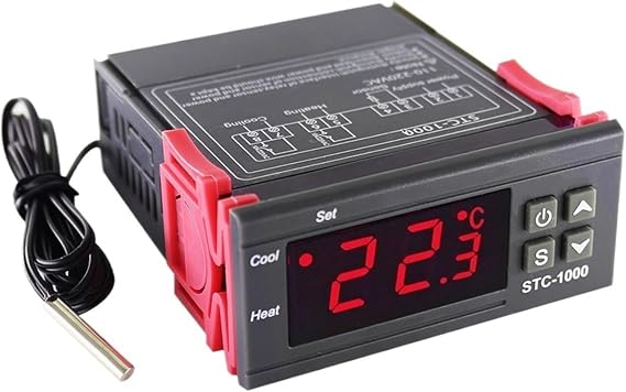 Electronic thermostat STC-1000 LED Digital Thermostat Temperature Controller Thermoregulator Incubator Relay Heating Cooling 12V/24V 100-220V(STC-1000 DC 24V)