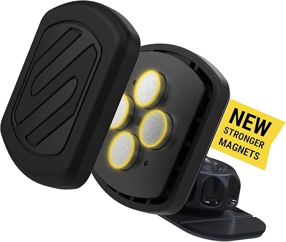 Scosche Magnetic Phone Holder for Car Dashboard with Extra Strong Magnet, Thick Metal Plate & 360 Rotation, Secure Cell Phone Car Mount for Large Phones Compatible with iPhone, Samsung, Not MagSafe