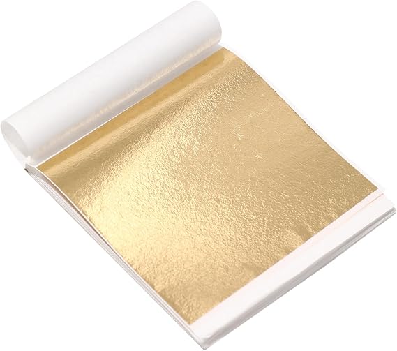 KIRIN 50Pcs BGold Leaf Sheets, 3.54x3.54 Inches Foil Sheets for Crafts, Sculptures, Furniture, Art Decorations, Gilding, Nails & Paintings
