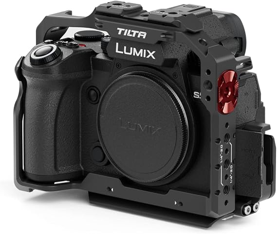 Tilta Full Camera Cage Compatible with Panasonic S5 II/IIX (Black) | Custom Designed | Mount Accessories via NATO Rail, Rosette, Cold Shoe, and 1/4"-20 Threads with Locating Pins | TA-T50-FCC-B
