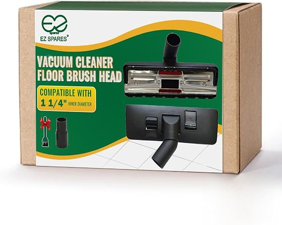 EZ SPARES 1 1/4 inch 32mm Universal Vacuum Cleaner Euro Floor Brush Head Brush Attachment for Floor and Carpet Combo Tool (Black)