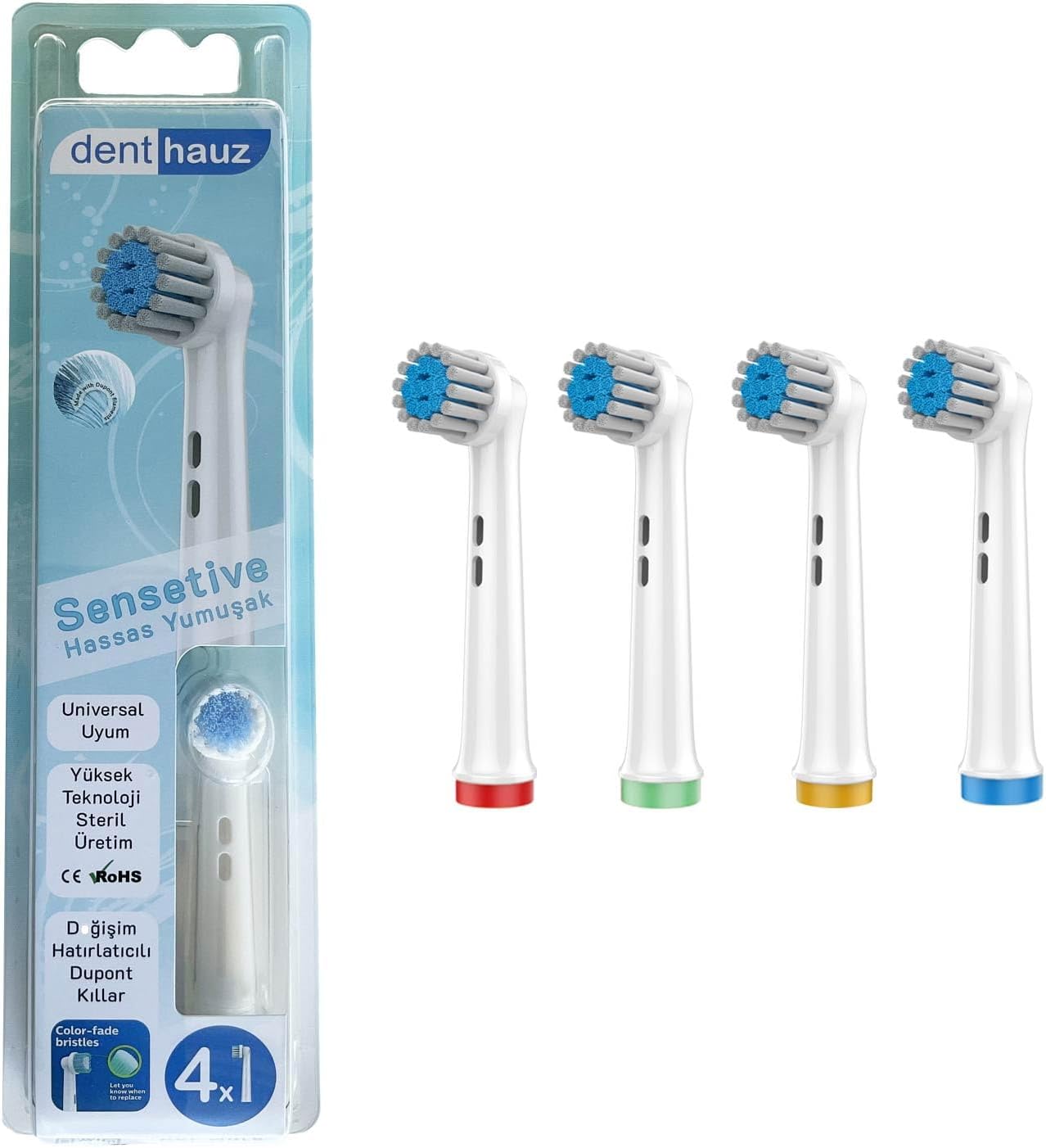 Denthauz Sensetive - Extra Soft Oral-B Compatible Toothbrush Head - 4 Replacement Heads