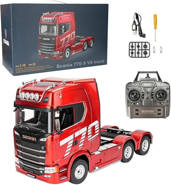 MECHIX 1/18 Scale Remote Control Heavy Duty Tractor Truck, 6x4 770S RC Semi Trailer with Rear Wheel Drive, Collectible RC Truck Model for Adults