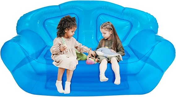 Inflatable Sofa, Portable Inflatable Couch, Inflatable Double Person Sofa for A Home, Yard, Lawn, Camping, Patio, Office, Garden 70.9 * 35.43 * 37.4in (Blue)