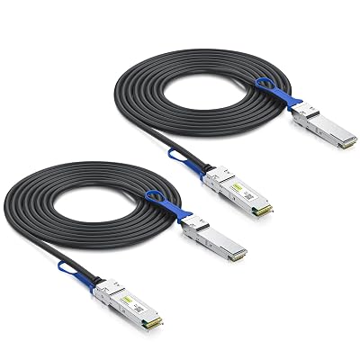 10Gtek 100G QSFP28 DAC Cable - 100GBASE-CR4 QSFP28 to QSFP28 Passive Direct Attach Copper Twinax Cable for Cisco QSFP-100G-CU0.5M, Ubiquiti, Arista, Supermicro and More, 0.5-Meter1.6ft, 2-Pack