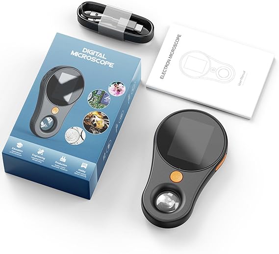 Handheld Digital Microscope Portable Handheld Microscope 500X Magnification 2MP 1920x1080P HD Photo and Video Microscope Magnifying Glass with Light (Black)