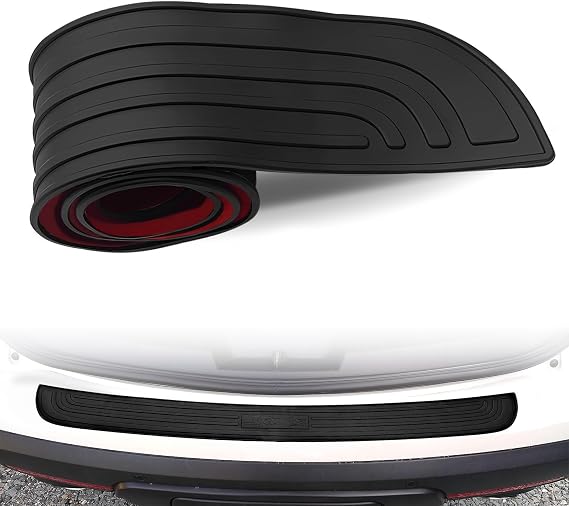 Car Rear Bumper Protector Guard - 35" x 2.8" Anti-Scratch Edge Trim, Rubber Anti-Collision Strip for Trunk Lip, Universal Exterior Automotive Accessory (Black/Sport)