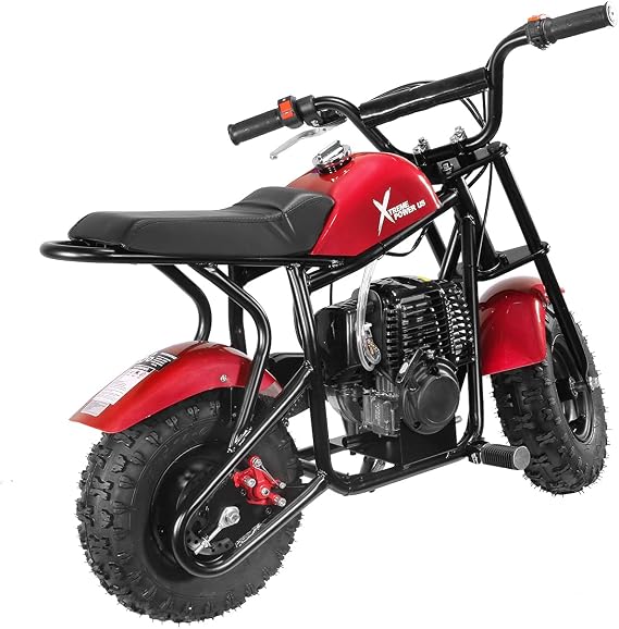 XtremepowerUS Mini Bike 40cc 4-Stroke Gas-Powered Engine Dirt Bike Pit Off Road Mini Motorcycle Pocket Bike, (+13 yr), Red/Black