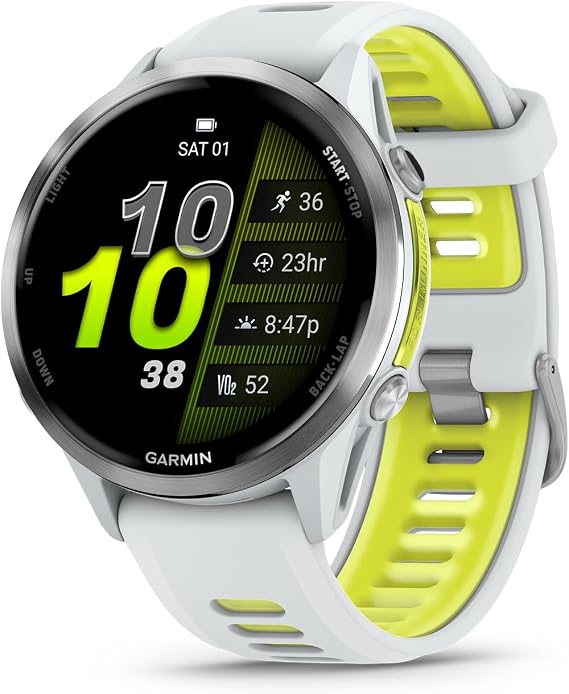Garmin Forerunner 970, 47mm, Titanium, Whitestone/Amp Yellow | Premium GPS Running & Triathlong Smartwatch, AMOLED Display, Built-In Flashlight, Enhanced Navigation