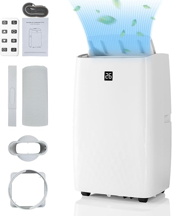 Takywep Portable Air Conditioner 12,000 BTU, Evaporative Air Cooler with Remote Control, Energy-Efficient Cooling for 550 Sq.ft Spaces, 3in1 Cool/Fan/Dehumidify Modes, portable ac unit for room office