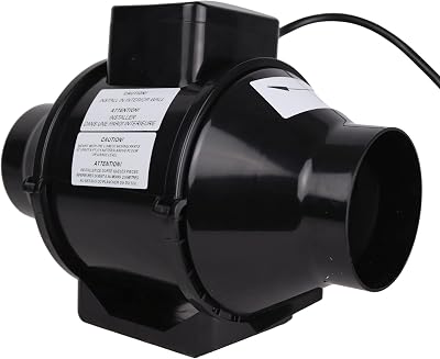 VENTS-US TT Pro 100 - Mixed Flow Ventilation Inline Duct Fan for High Static Pressure Duct Applications, up to 210 CFM - Black Booster Ventilation Fan for 4 Inch Duct