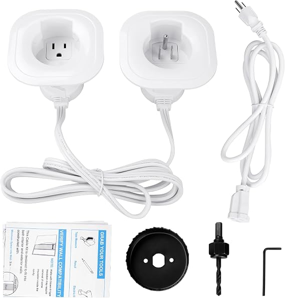 in-Wall Cable Management Kit - Includes Power & Low Voltage Cable Management - Hide TV Wires When Mounting A TV - Includes Hole Saw Drill Attachment for Easy Install