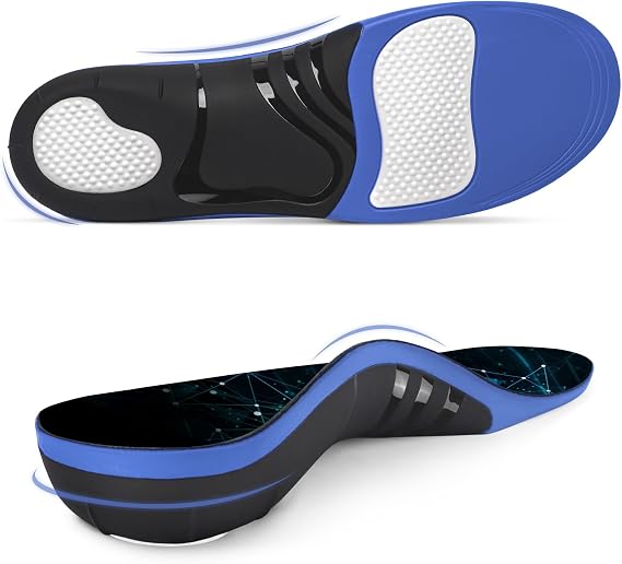 Plantar Fasciitis Insoles for Men Women, Blue - XS