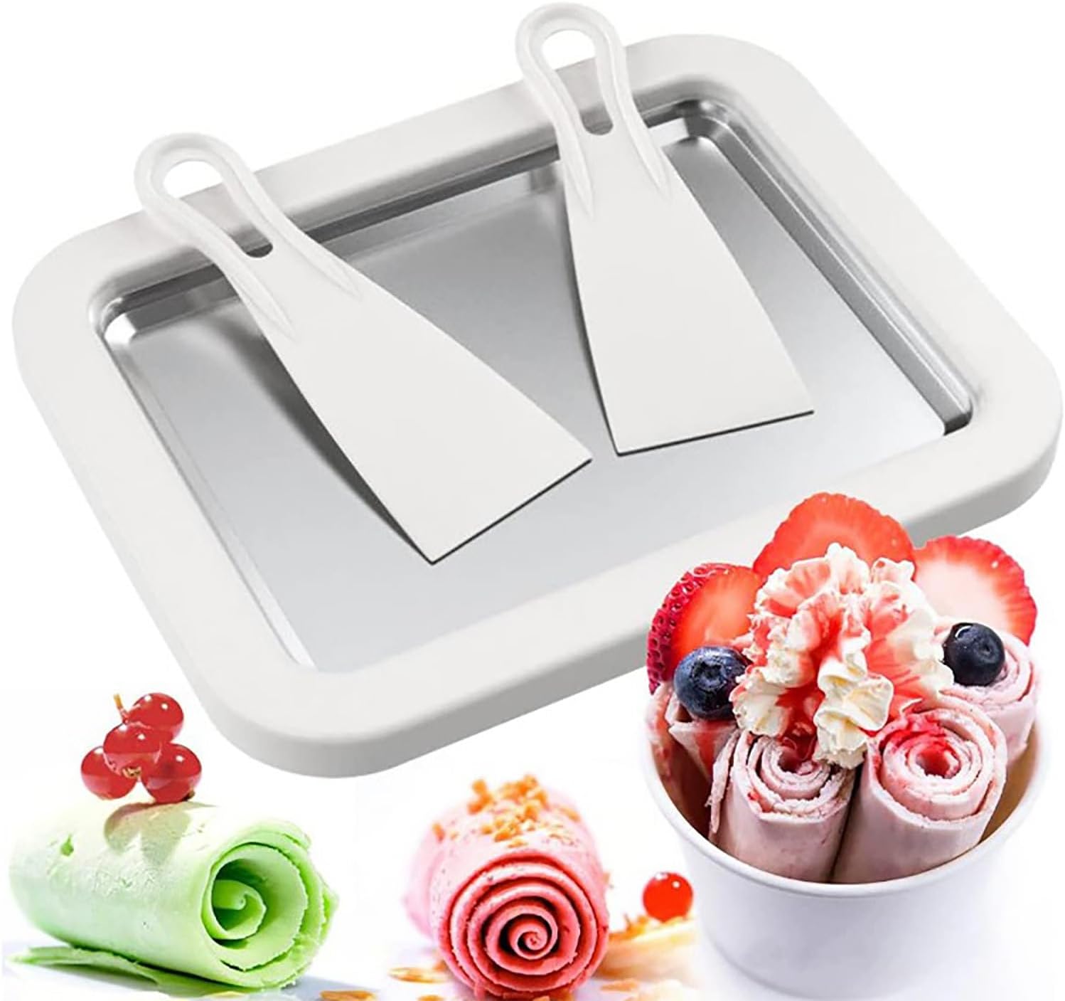 Popularity is increasing. Pogowu Ice Cream Maker, Roll Ice Maker, Shaved Ice Cream, Hand Moved Ice Machine, Cold Plate, Frying Ice Tray, Soft Cream Maker, 2 Spatulas Included, Instant Ice Cream Maker