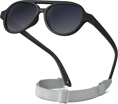 RIVBOS Baby Aviator Wrap Polarized UV400 Sunglasses Soft Frame Secure Strap Toddler,Infant and Newborn 0-18 Months RBK068