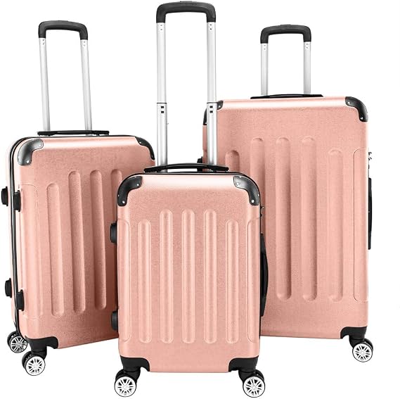 Ergonomic 3-Piece ABS Suitcase Set (20 Carry-On + 24&28 Checked) - Dirt-Resistant Dark Gray, Heavy-Duty Handles
