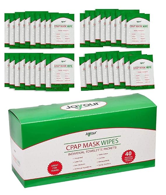 40 Pack - Travel CPAP Mask Wipe Towelettes - 40 Wipes Total (1 Wipe Per Packet) Unscented, 100% Cotton, Lint Free | For Cleaning CPAP Mask | Perfect For Travel