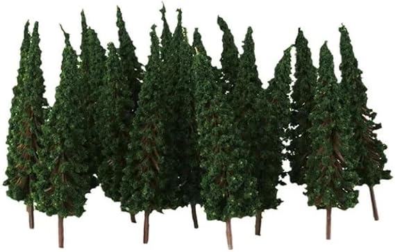 Model Trees Kit,10Pcs 6.5cm Pine Trees Model Train Railway Building Green Model Tree for N/OO Gauge Scale Railroad Layout Scenery Decorate Dark Green